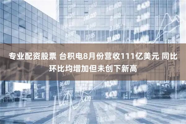 专业配资股票 台积电8月份营收111亿美元 同比环比均增加但未创下新高